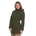 Women's Weathercast Hooded Quilted Rain Jacket, Size: Xl, Green