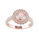 Stella Grace Rose Gold Tone Sterling Silver Morganite & 1/8 Carat T.w. Diamond Halo Ring, Women's, Size: 6, Pink