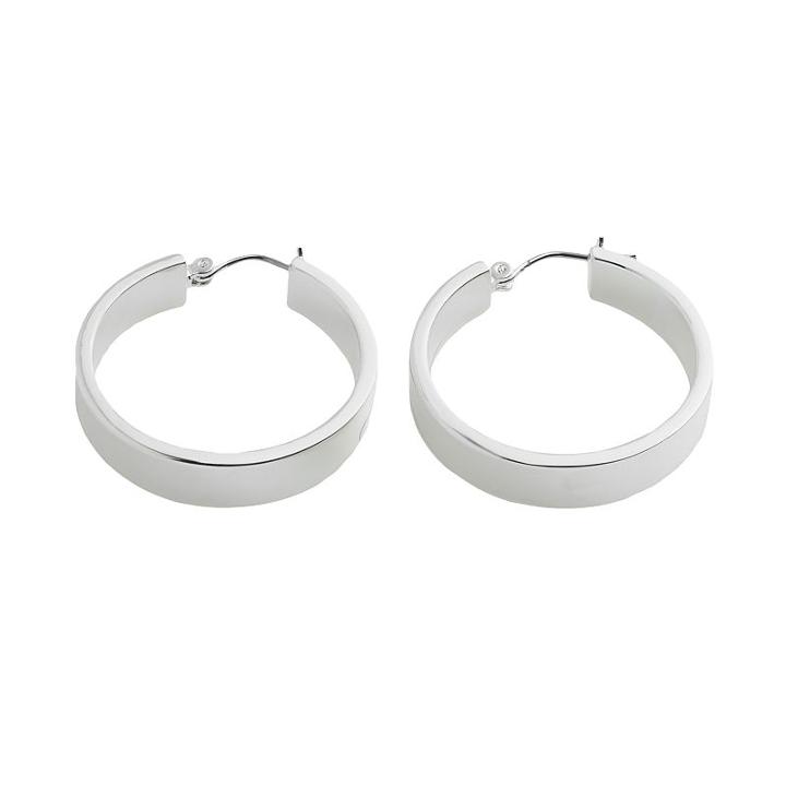 Chaps Small Silver Tone Hoop Earrings, Women's, Grey