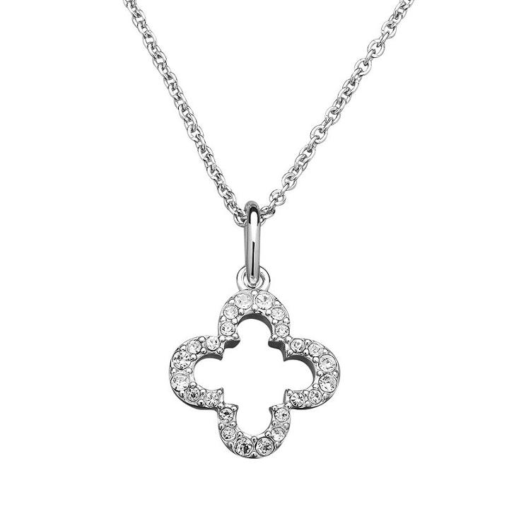 Marie Claire Jewelry Crystal Silver Tone Clover Pendant Necklace, Women's, Size: 17, White