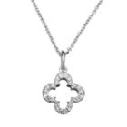Marie Claire Jewelry Crystal Silver Tone Clover Pendant Necklace, Women's, Size: 17, White