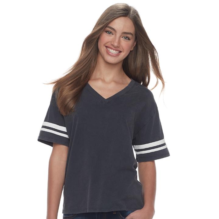 Juniors' Pink Republic Varsity Stripe Tee, Teens, Size: Large, Silver