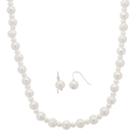 Sterling Silver Freshwater Cultured Pearl Necklace And Drop Earring Set, Women's, Size: 18, White