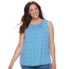 Plus Size Croft & Barrow&reg; Pleated Swing Tank, Women's, Size: 3xl, Med Blue