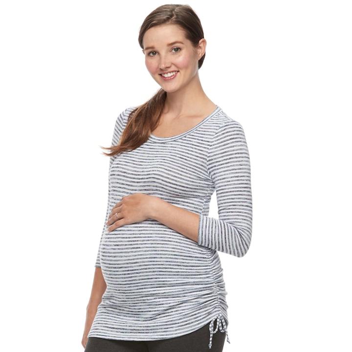 Maternity A:glow Drawstring Tee, Women's, Size: S-mat, Dark Blue