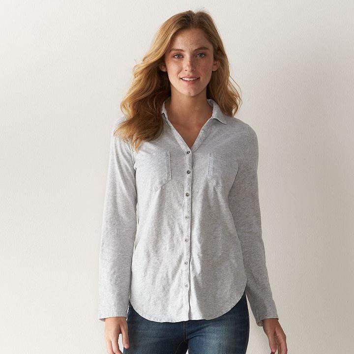 Women's Sonoma Goods For Life&trade; Long Utility Shirt, Size: Xl, Med Grey