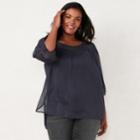 Plus Size Lc Lauren Conrad Printed Chiffon Peasant Top, Women's, Size: 2xl, Blue