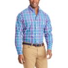 Big & Tall Chaps Classic-fit Gingham Easy-care Button-down Shirt, Men's, Size: Xxl Tall, Blue