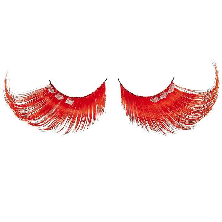 Adult Red Gemstoned Costume Eyelashes, Multicolor