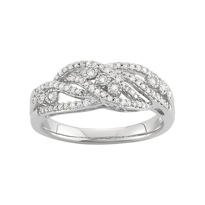 Simply Vera Vera Wang 1/4 Carat T.w. Diamond Sterling Silver Multirow Ring, Women's, Size: 7, White