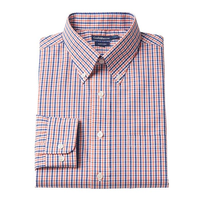 Men's Croft & Barrow&reg; Classic-fit Easy Care Button-down Collar Dress Shirt, Size: 15.5-34/35, Med Orange