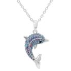Hue Sterling Silver Crystal Dolphin Pendant Necklace, Women's, Size: 18, Blue