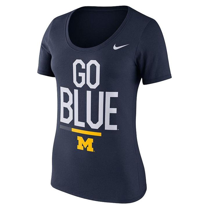 Women's Nike Michigan Wolverines Local Spirit Tee, Size: Small, Blue (navy)