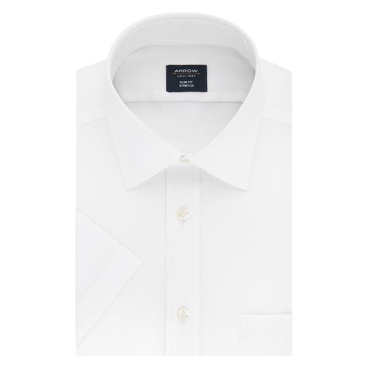 Men's Arrow Regular-fit Stretch Dress Shirt, Size: L 16-16.5, White
