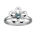 Stacks And Stones Sterling Silver Blue Topaz Flower Stack Ring, Women's, Size: 7