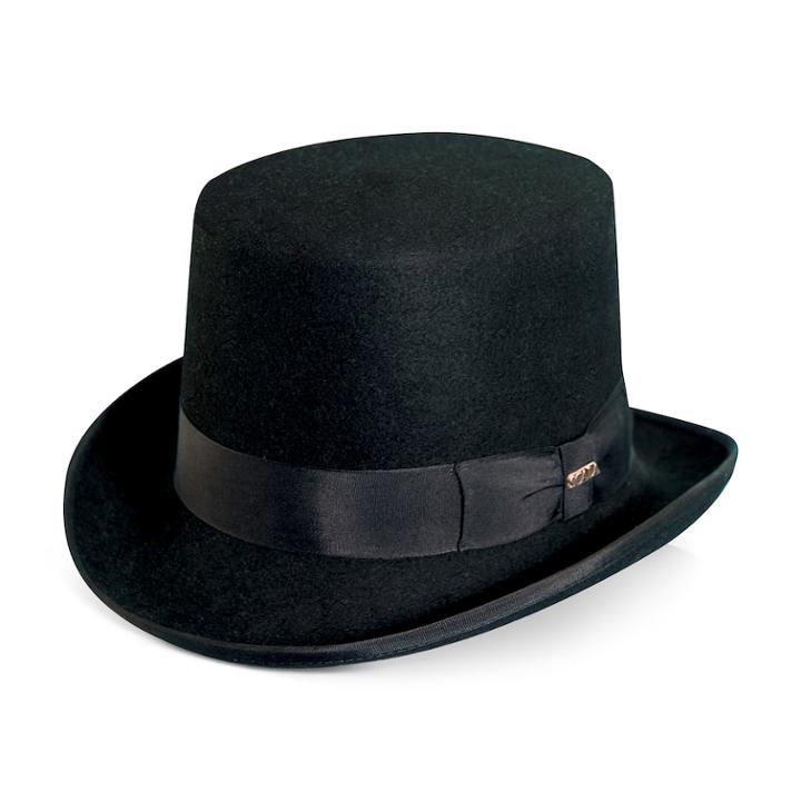 Men's Scala Wool Felt Top Hat, Size: Medium, Black