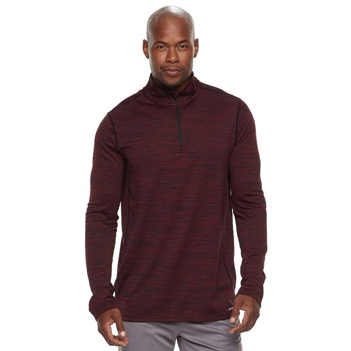 Big & Tall Tek Gear&reg; Athletic-fit Space-dyed Dry Tek Quarter-zip Performance Hoodie, Men's, Size: L Tall, Red