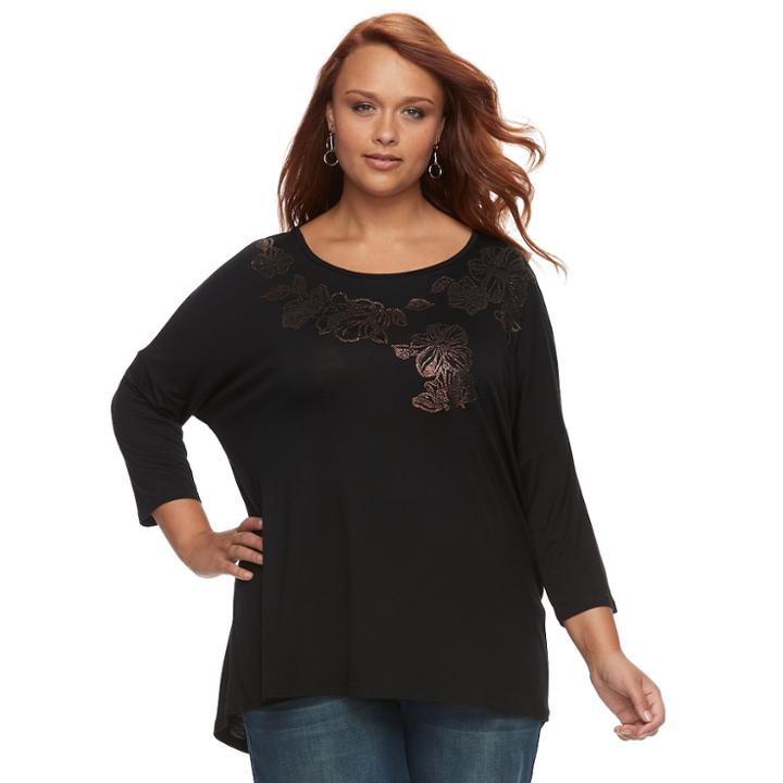 Plus Size Apt. 9&reg; Embellished Tunic, Women's, Size: 2xl, Black