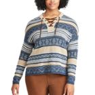 Plus Size Chaps Striped Lace-up Sweater, Women's, Size: 2xl, Brown