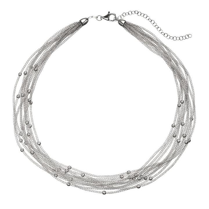 Sterling Silver Mesh Multi Strand Station Necklace, Women's, Size: 17