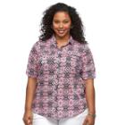Plus Size Croft & Barrow&reg; Roll-tab Shirt, Women's, Size: 2xl, Med Pink
