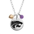 Fiora Crystal Sterling Silver Kansas State Wildcats Team Logo & Heart Pendant Necklace, Women's, Size: 16, Multicolor