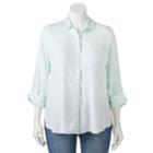 Juniors' Plus Size So&reg; Plaid High-low Shirt, Girl's, Size: 1xl, Turquoise/blue (turq/aqua)