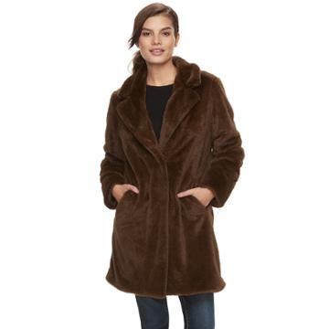 Women's Sebby Collection Faux-fur Coat, Size: Medium, Brown