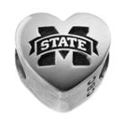 Fiora Sterling Silver Mississippi State Bulldogs Logo Heart Bead, Women's, Grey