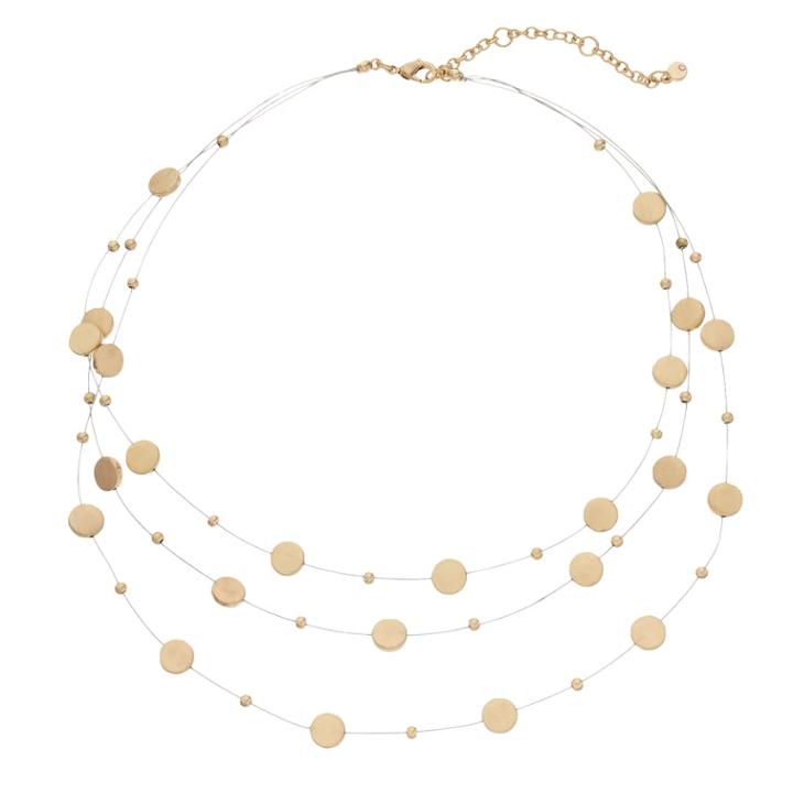 Illusion Disc Multi Strand Necklace, Women's, Gold