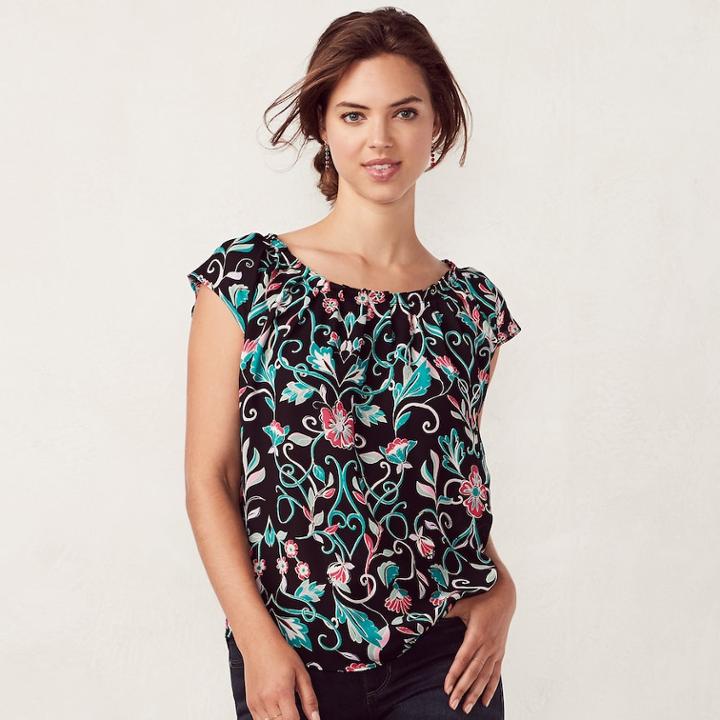 Women's Lc Lauren Conrad Love, Lauren Pleated Top, Size: Xxl, Oxford