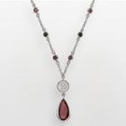 South Carolina Gamecocks Silver Tone Crystal Logo Teardrop Y Necklace, Women's, Multicolor