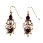 1928 Gold Tone Simulated Crystal Floral Drop Earrings, Women's, Multicolor