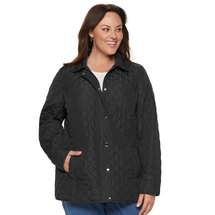 Plus Size Croft & Barrow&reg; Snap Front Quilted Jacket, Women's, Size: 2xl, Black