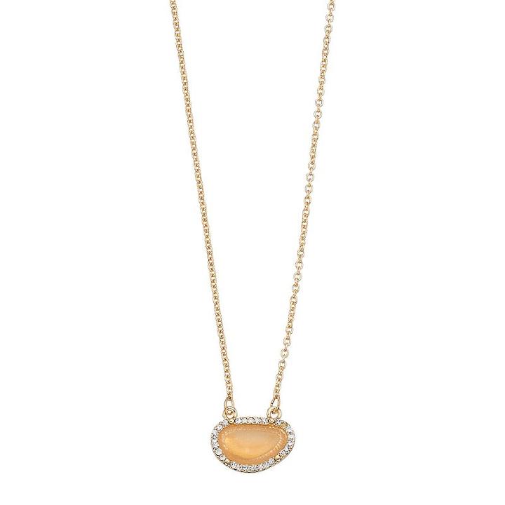 Lc Lauren Conrad Peach Simulated Opal Halo Necklace, Women's, White