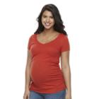 Maternity A:glow Essential Ruched V-neck Tee, Women's, Size: Xxl-mat, Orange