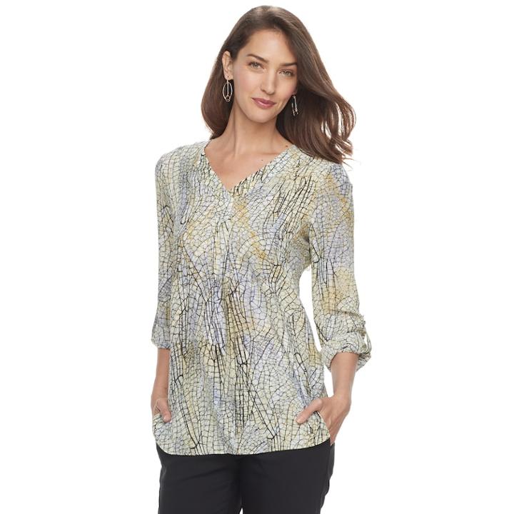 Women's Apt. 9&reg; Roll-tab Chiffon Tunic Top, Size: Xs, Green