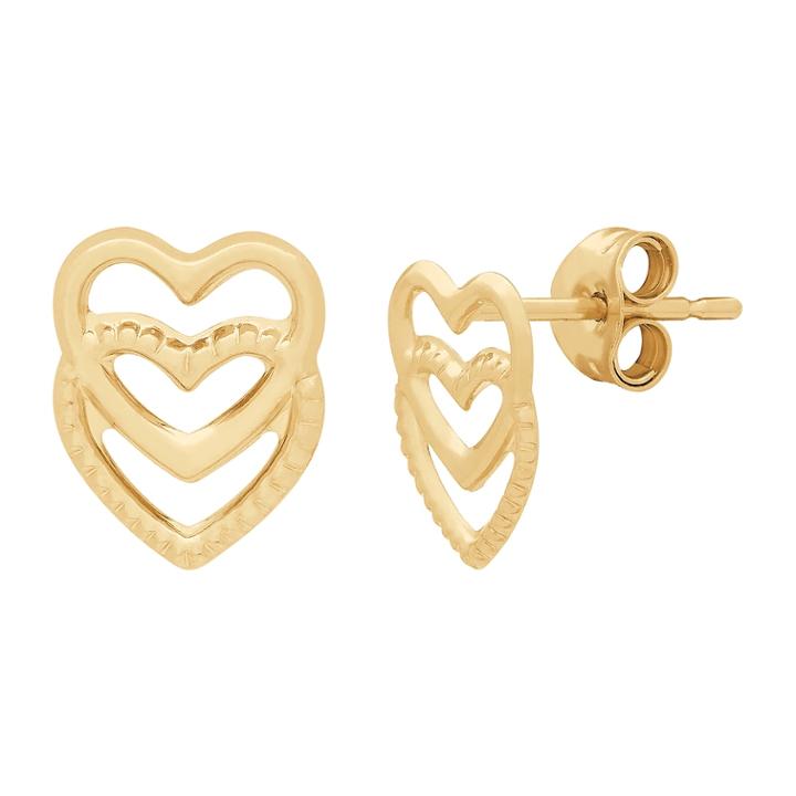 Everlasting Gold 14k Gold Heart Stud Earrings, Women's, Yellow
