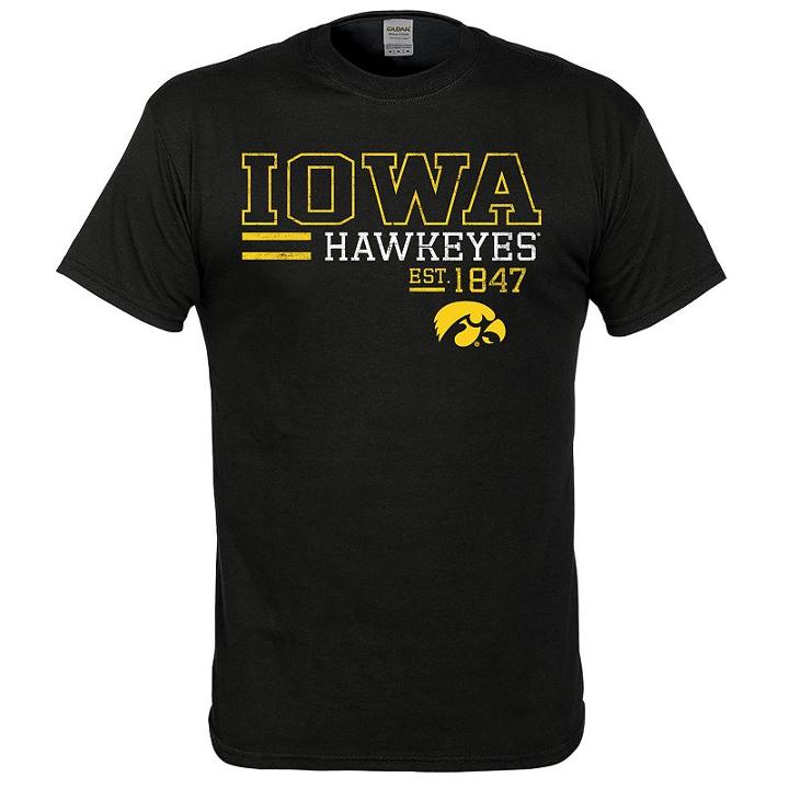 Men's Iowa Hawkeyes Right Stack Tee, Size: Small, Black