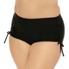 Juniors' Plus Size Costa Del Sol Ruched Boyshort Bottoms, Size: 3xl, Black