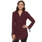 Women's Elle&trade; Tie-hem Splitneck Tunic, Size: Medium, Med Purple