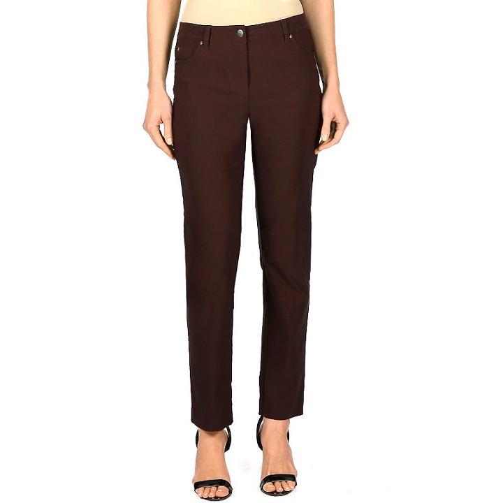 Women's Larry Levine 5-pocket Millennium Pant, Size: 8, Dark Brown