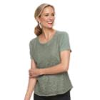 Women's Croft & Barrow&reg; Lace-front Tee, Size: Medium, Med Green