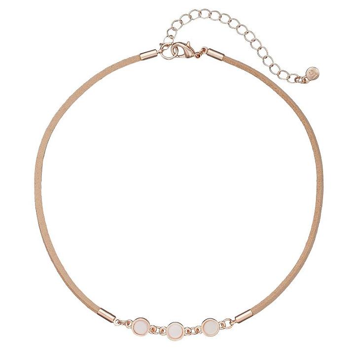 Lc Lauren Conrad Mother-of-pearl Circle Faux Suede Choker Necklace, Women's, White Oth