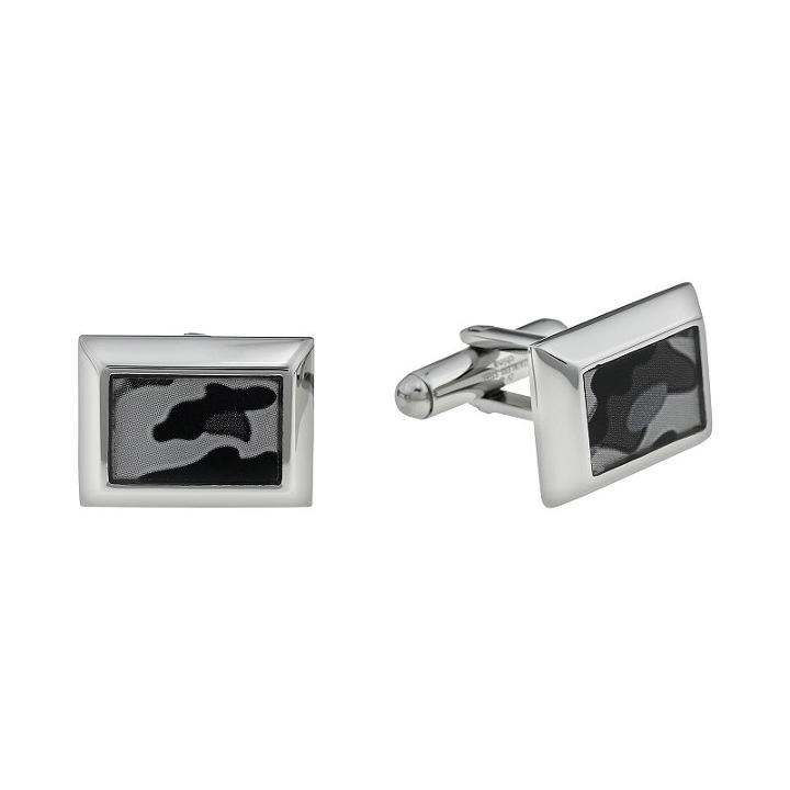 Stainless Steel Camouflage Rectangle Cuff Links, Men's, Grey