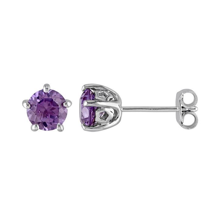 Laura Ashley Sterling Silver Lab Created Alexandrite Stud Earrings, Women's, Purple