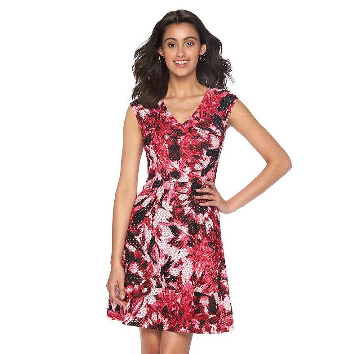 Women's Suite 7 Mesh Eyelet Fit & Flare Dress, Size: 8, Pink Other