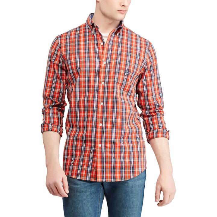Men's Chaps Regular-fit Stretch Easy-care Button-down Shirt, Size: Medium, Orange