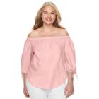 Juniors' Plus Size So&reg; Poplin Off The Shoulder Top, Girl's, Size: 2xl, Lt Orange