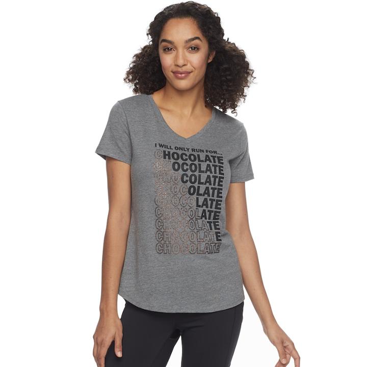 Women's Tek Gear&reg; Dry Tek V-neck Tee, Size: Large, Dark Grey